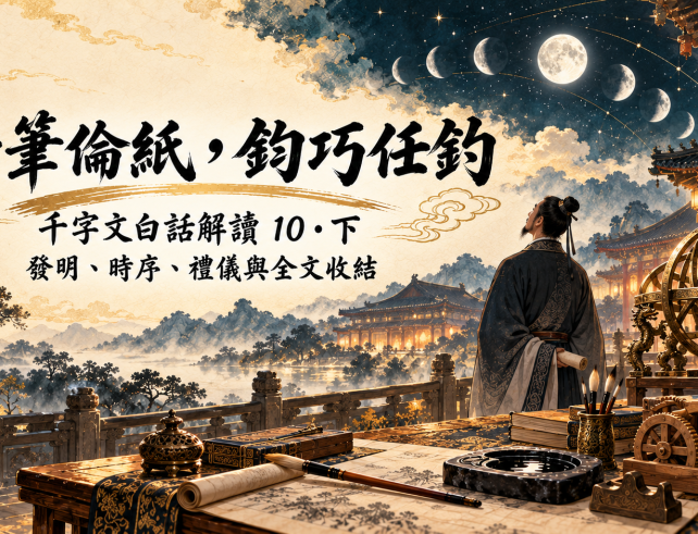 千字文白話解讀 恬筆倫紙鈞巧任釣 發明時序禮儀與謙遜 blog banner